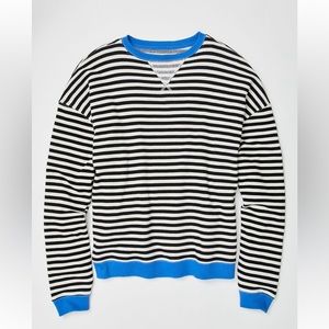 Free People Classic Striped Oversized Crewneck | Black Combo